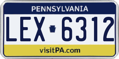 PA license plate LEX6312