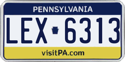 PA license plate LEX6313