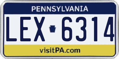 PA license plate LEX6314