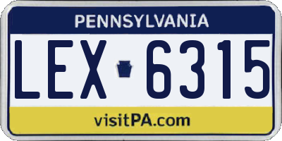 PA license plate LEX6315