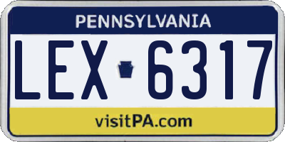 PA license plate LEX6317
