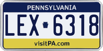 PA license plate LEX6318