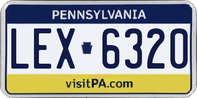 PA license plate LEX6320