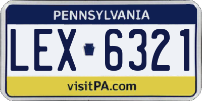 PA license plate LEX6321
