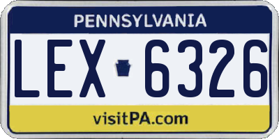 PA license plate LEX6326