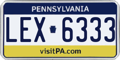 PA license plate LEX6333