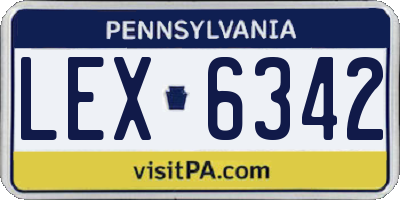PA license plate LEX6342