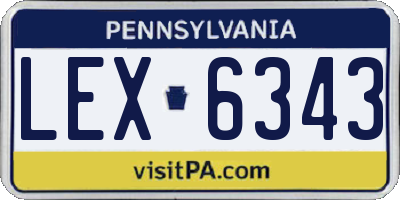 PA license plate LEX6343
