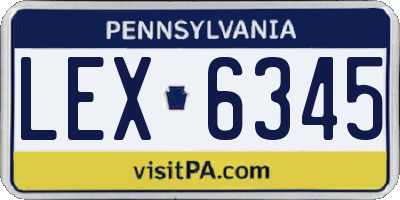 PA license plate LEX6345