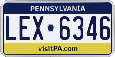 PA license plate LEX6346
