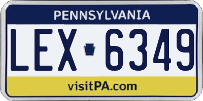 PA license plate LEX6349
