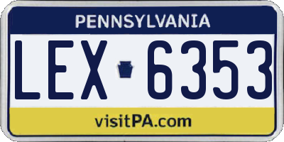 PA license plate LEX6353