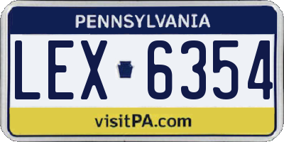 PA license plate LEX6354