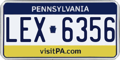 PA license plate LEX6356