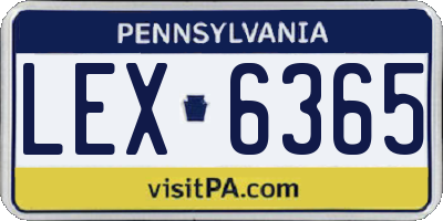 PA license plate LEX6365