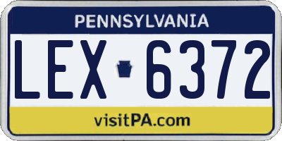 PA license plate LEX6372