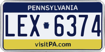PA license plate LEX6374