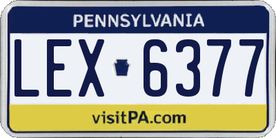 PA license plate LEX6377