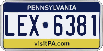 PA license plate LEX6381