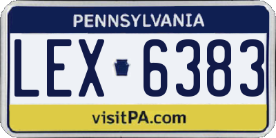 PA license plate LEX6383
