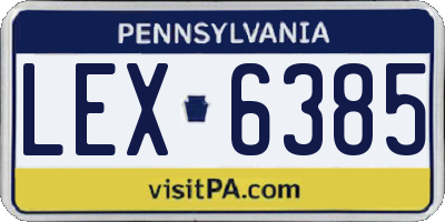 PA license plate LEX6385