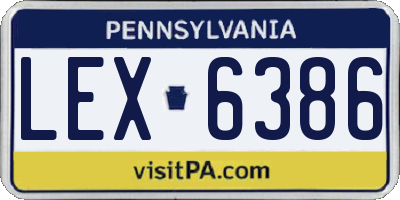 PA license plate LEX6386