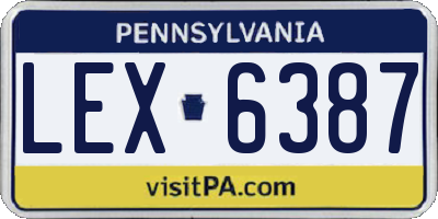 PA license plate LEX6387