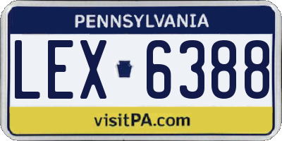 PA license plate LEX6388