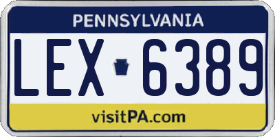 PA license plate LEX6389