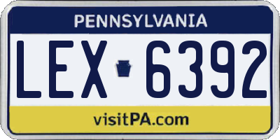 PA license plate LEX6392