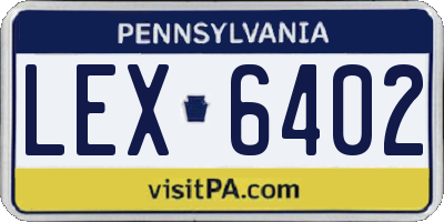 PA license plate LEX6402