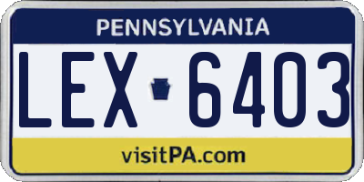 PA license plate LEX6403