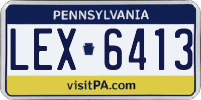 PA license plate LEX6413