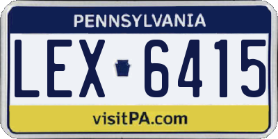 PA license plate LEX6415