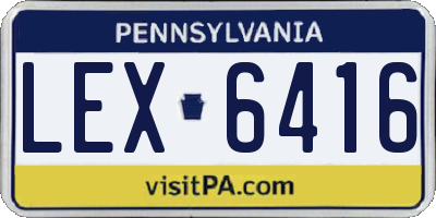 PA license plate LEX6416