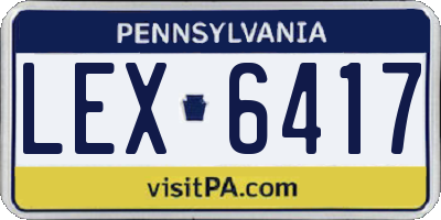 PA license plate LEX6417