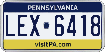 PA license plate LEX6418