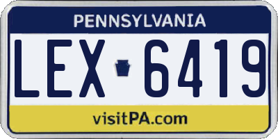 PA license plate LEX6419