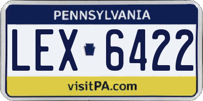 PA license plate LEX6422
