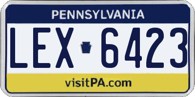 PA license plate LEX6423