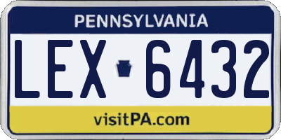 PA license plate LEX6432