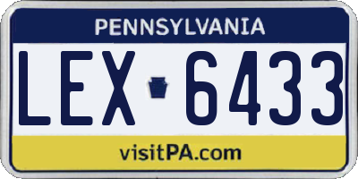 PA license plate LEX6433