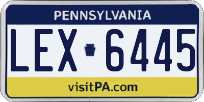 PA license plate LEX6445