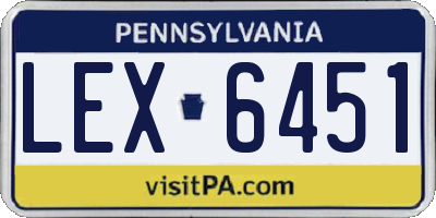 PA license plate LEX6451