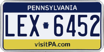 PA license plate LEX6452