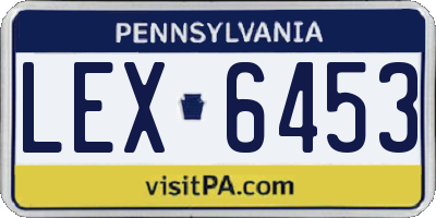 PA license plate LEX6453