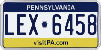 PA license plate LEX6458