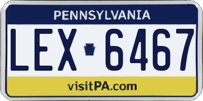 PA license plate LEX6467