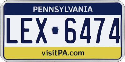 PA license plate LEX6474
