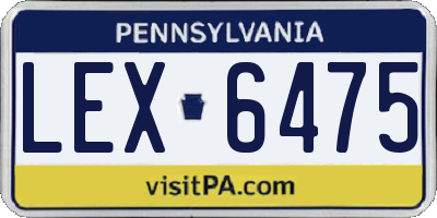 PA license plate LEX6475